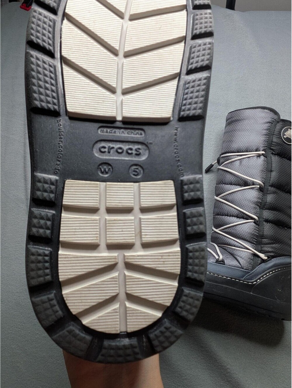 Crocs Boots Womens 5 Black Insulated Mid Calf Snow Pull On Winter Warm - Picture 6 of 8